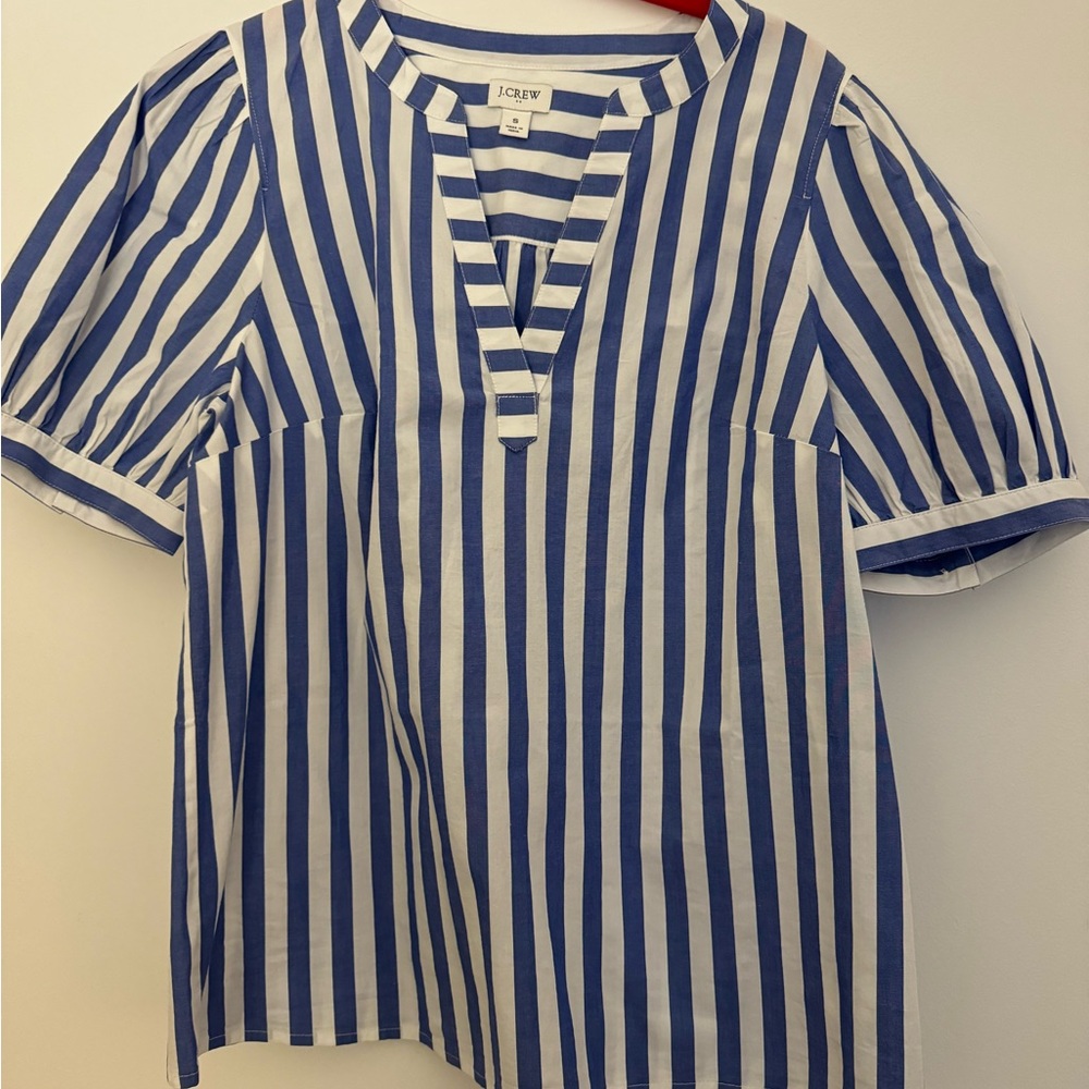 J.Crew Blue and White Striped Blouse
